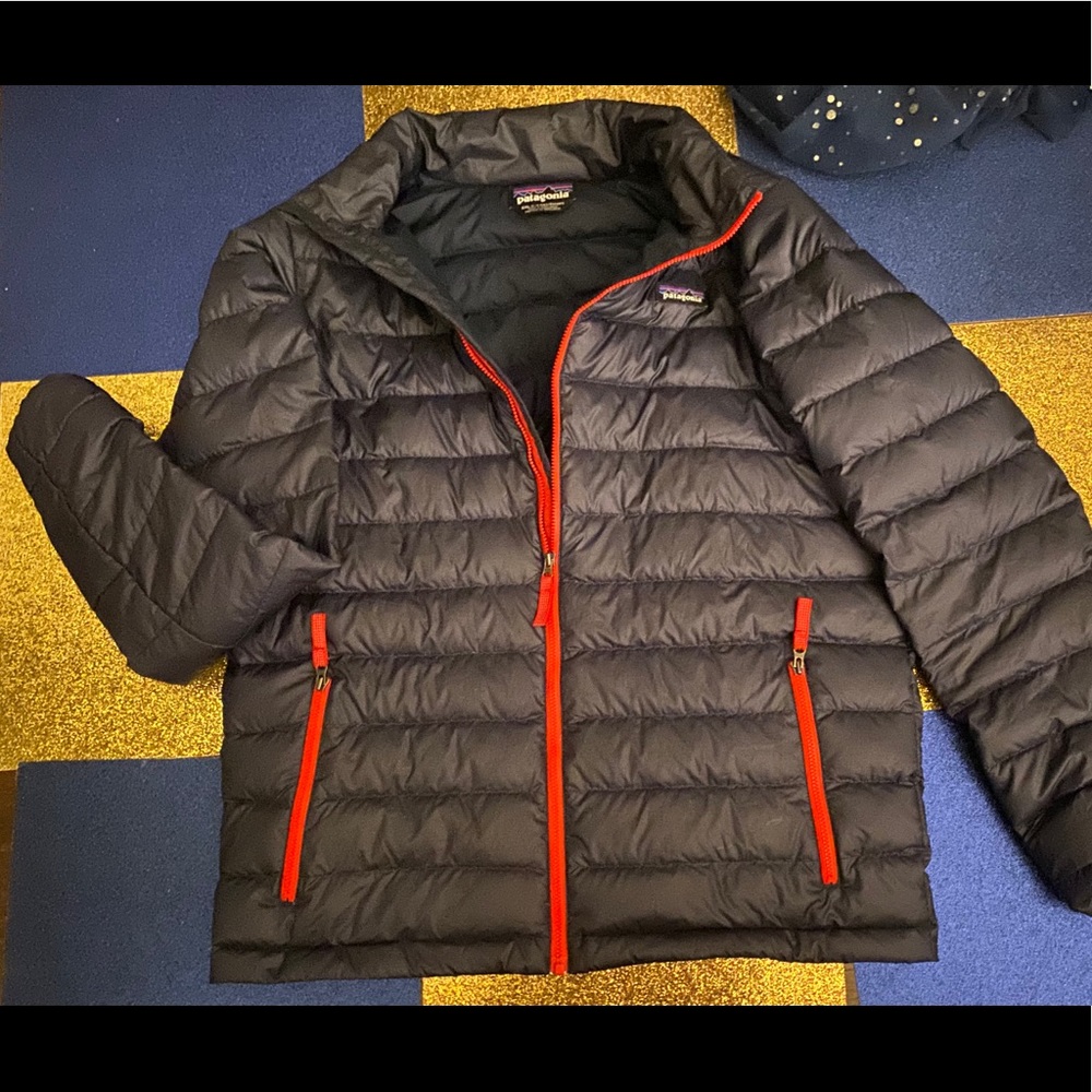 PATAGONIA FEATHER GOOSE DOWN NAVY BLUE SLIM PUFFER WOMEN KIDS (XXL) Jacket COZY - Picture 2 of 8